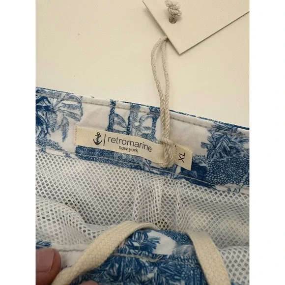 NWT! Men's Retromaine New York Swim Trunks Blue Graphic SZ XL - Picture 2 of 4